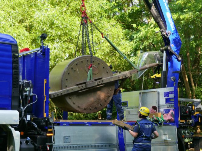 Transport der historischen Walze 